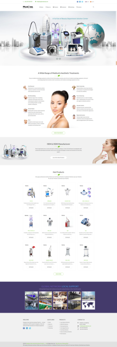 欧美外贸美容医疗器材企业网站模板 融合美容化妆品技术开发的创新平台
